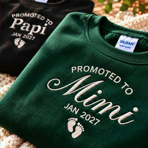 Matching Promoted to Mimi Papi Sweatshirts, Embroidered Kid Name Creneck, New Grandparents Gift