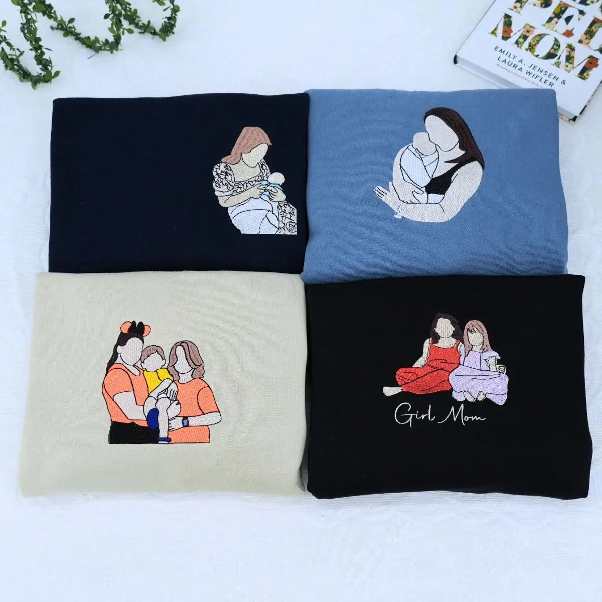 Embroidered Proud Mama sweatshirt and matching tote bag gift set