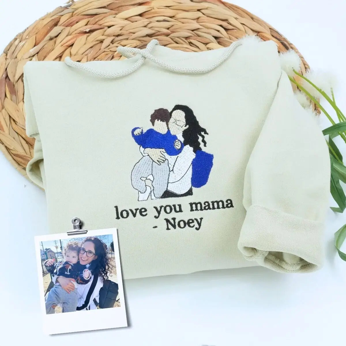 Embroidered Proud Mama sweatshirt and matching tote bag gift set
