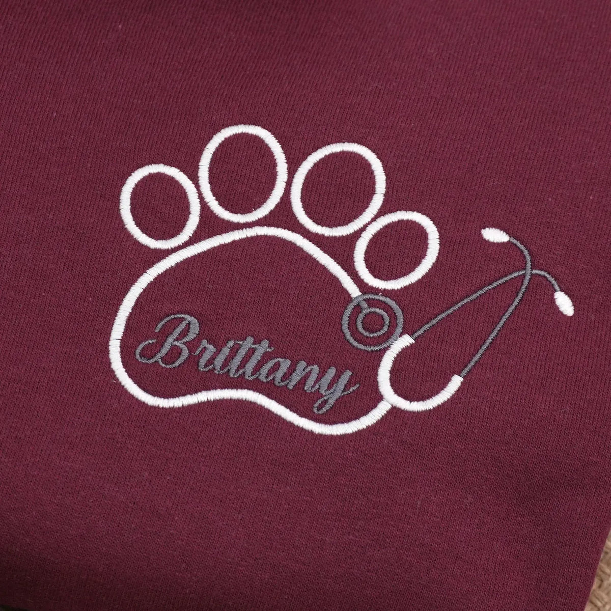Personalized Paw Print & Name Quarter Zip Sweatshirt, Custom Embroidered Vet Week Gift for Veterinarians