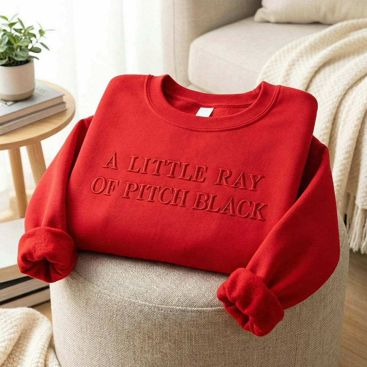 A Little Ray of Pitch Black Embroidered Sweatshirt, Funny Halloween Gift for Best Friend