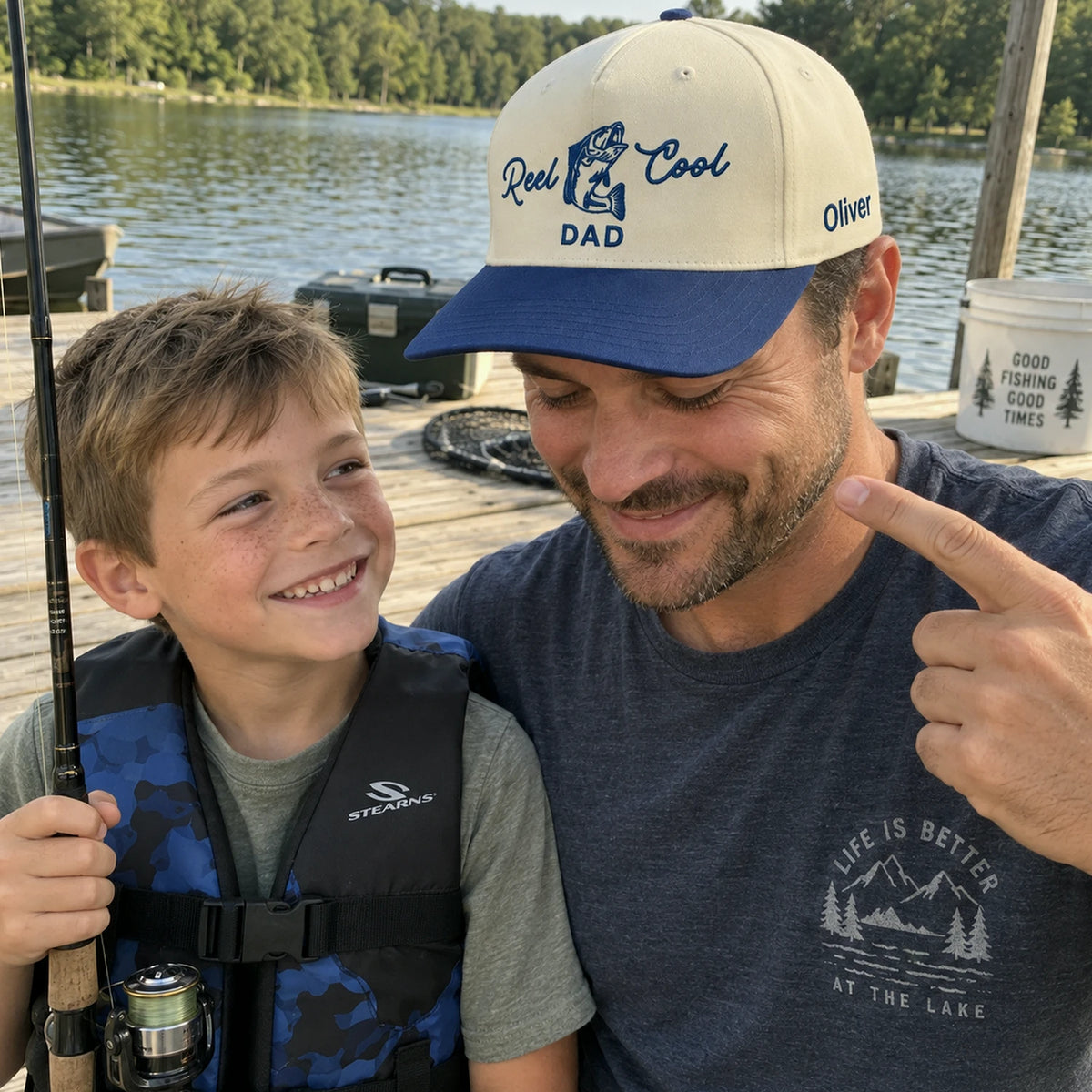 Reel Cool Dad Snapback Hat - Embroidered Dad Fishing Cap