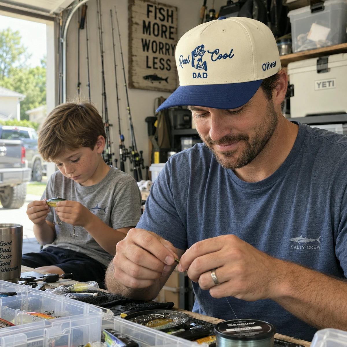 Reel Cool Dad Snapback Hat - Embroidered Dad Fishing Cap