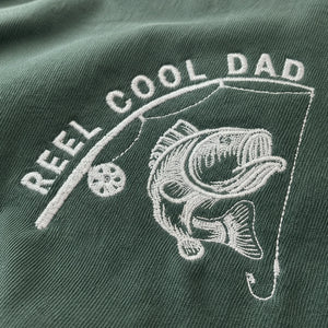 Reel Cool Dad T-Shirt or Sweatshirt - Embroidered Father's Day Gift for Dad, Grandpa, Fishing Lovers