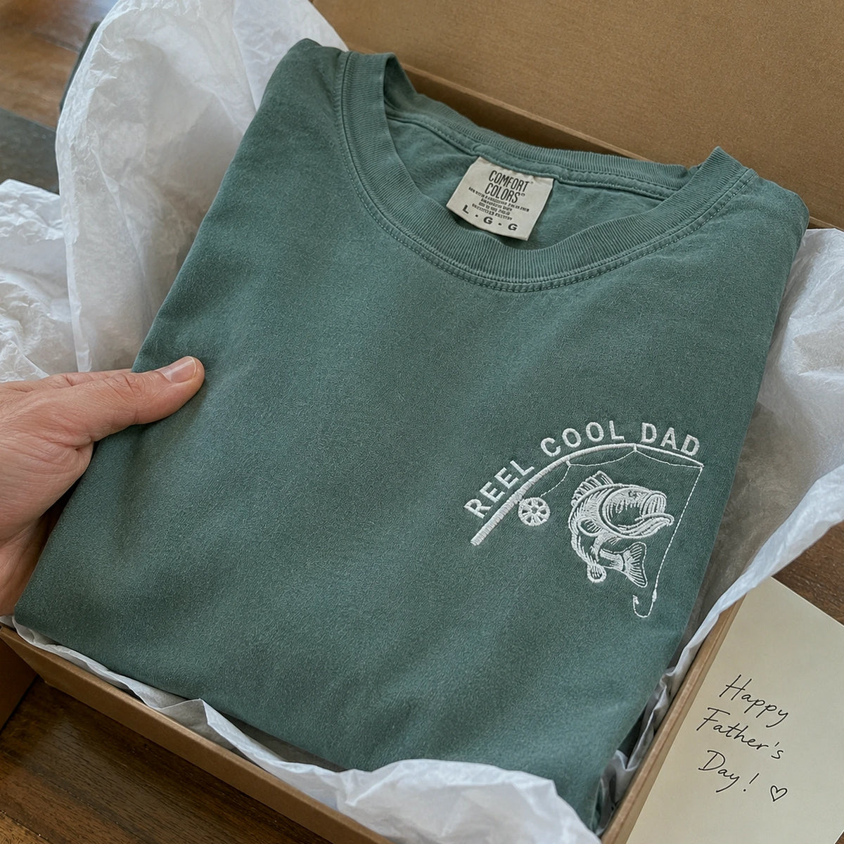 Reel Cool Dad T-Shirt or Sweatshirt - Embroidered Father's Day Gift for Dad, Grandpa, Fishing Lovers
