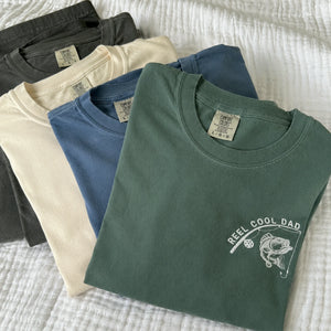 Reel Cool Dad T-Shirt or Sweatshirt - Embroidered Father's Day Gift for Dad, Grandpa, Fishing Lovers
