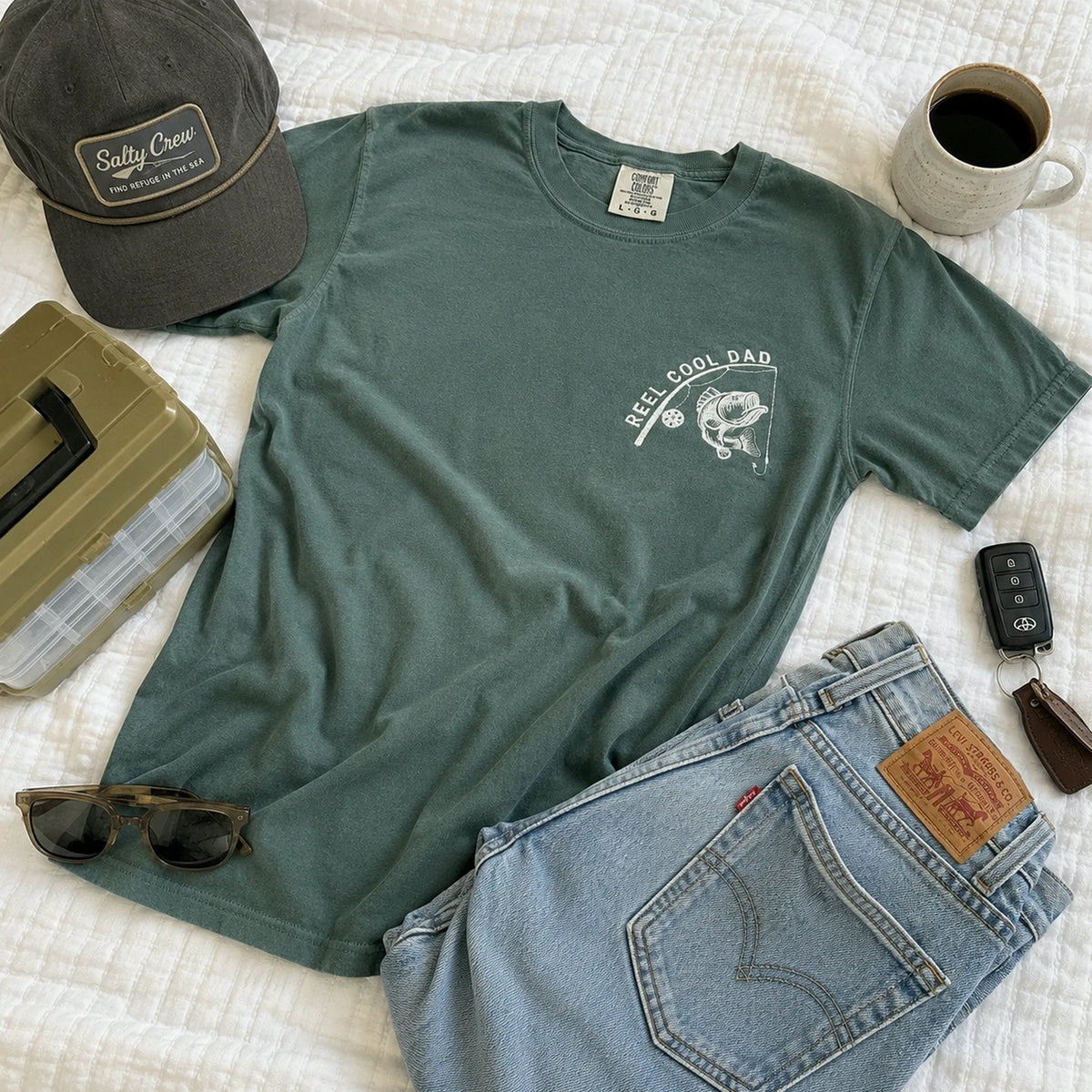 Reel Cool Dad T-Shirt or Sweatshirt - Embroidered Father's Day Gift for Dad, Grandpa, Fishing Lovers