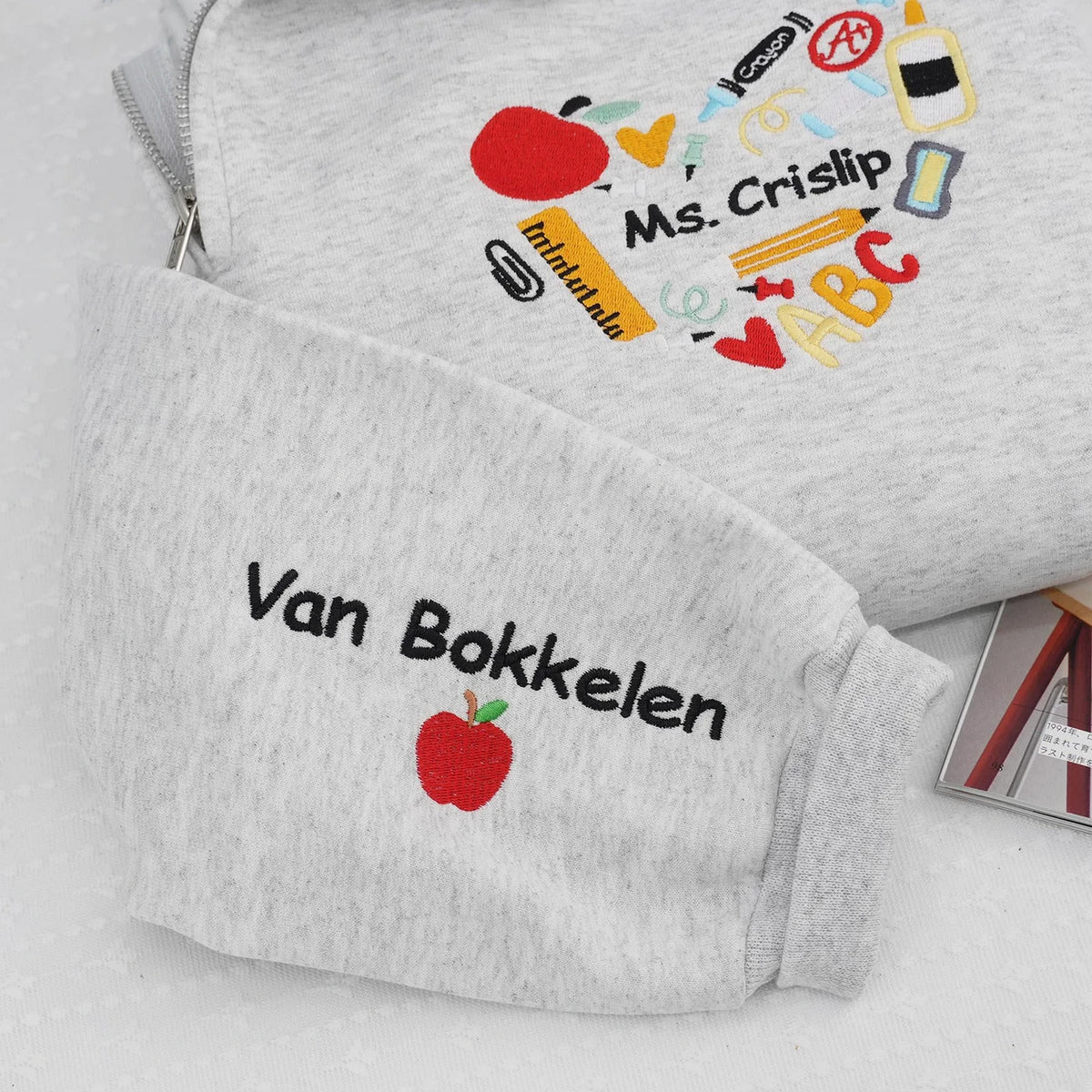 Custom Teacher Name Pullover, Retro Teacher Embroidery Quater Zip - Daycare, Coworker Appreciation Week Gift