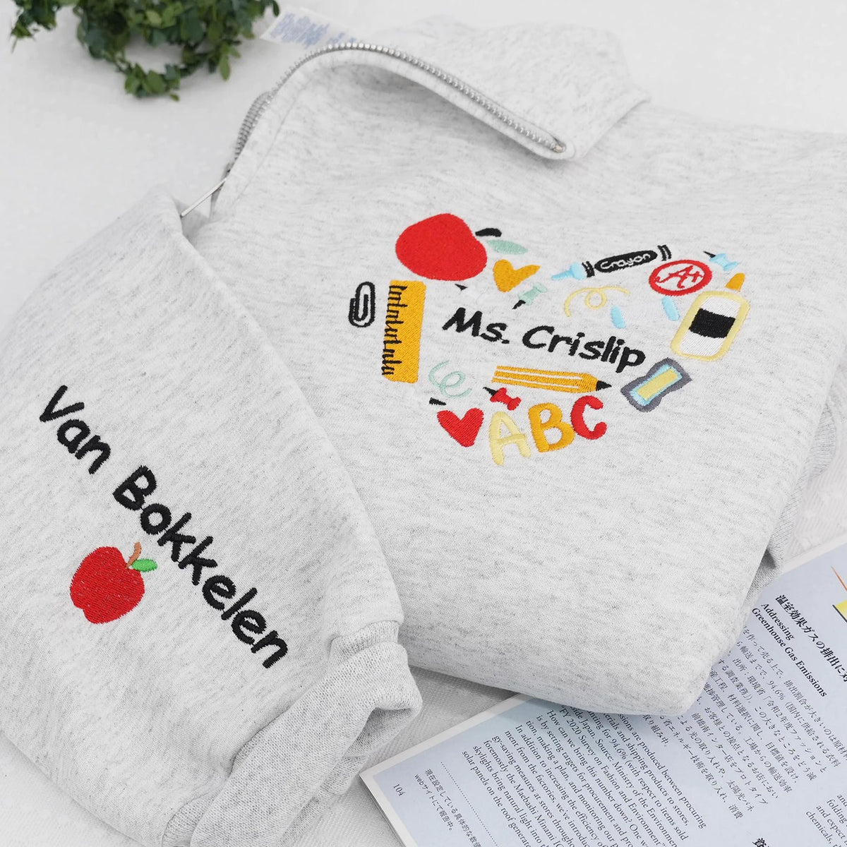 Custom Teacher Name Pullover, Retro Teacher Embroidery Quater Zip - Daycare, Coworker Appreciation Week Gift