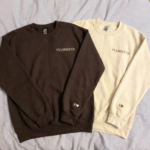 Custom Embroidered Initial Heart Sweatshirt or Hoodie, Personalized Couple Gift, Wedding & Valentine’s Day Gift