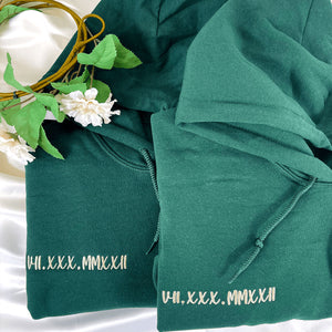 Personalized Date Hoodie Anniversary Year Embroidered Matching Wedding Anniversary Gifts