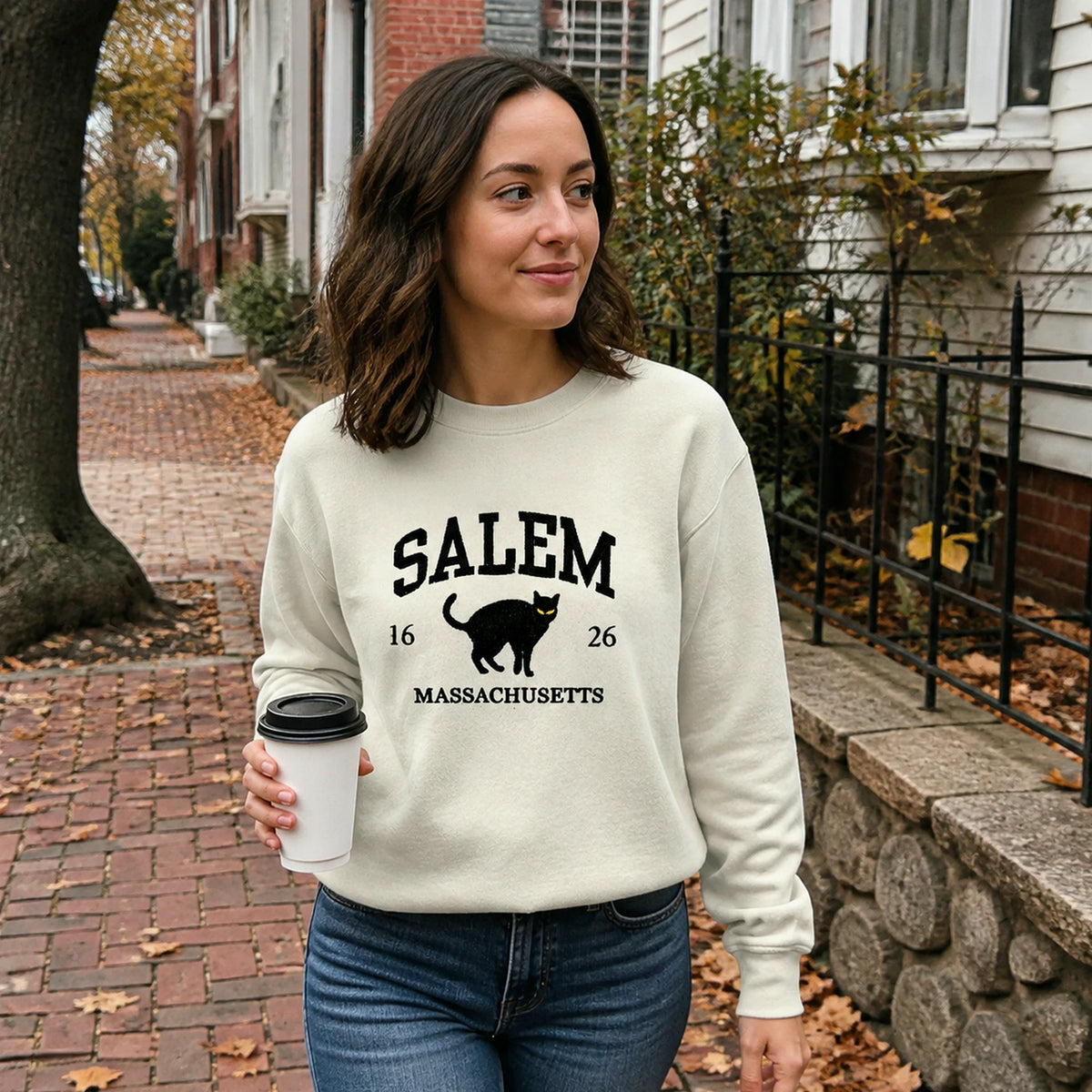 Embroidered Halloween Salem Massachusetts Sweatshirt - Hocus Pocus Pullover Gift for Cozy Season