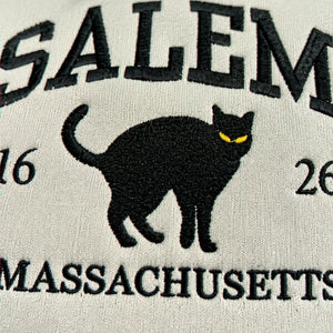 Embroidered Halloween Salem Massachusetts Sweatshirt - Hocus Pocus Pullover Gift for Cozy Season