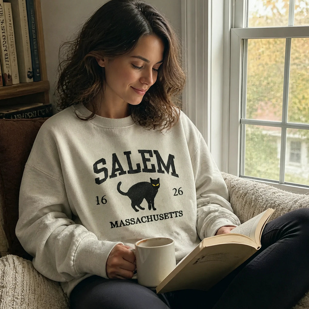 Embroidered Halloween Salem Massachusetts Sweatshirt - Hocus Pocus Pullover Gift for Cozy Season
