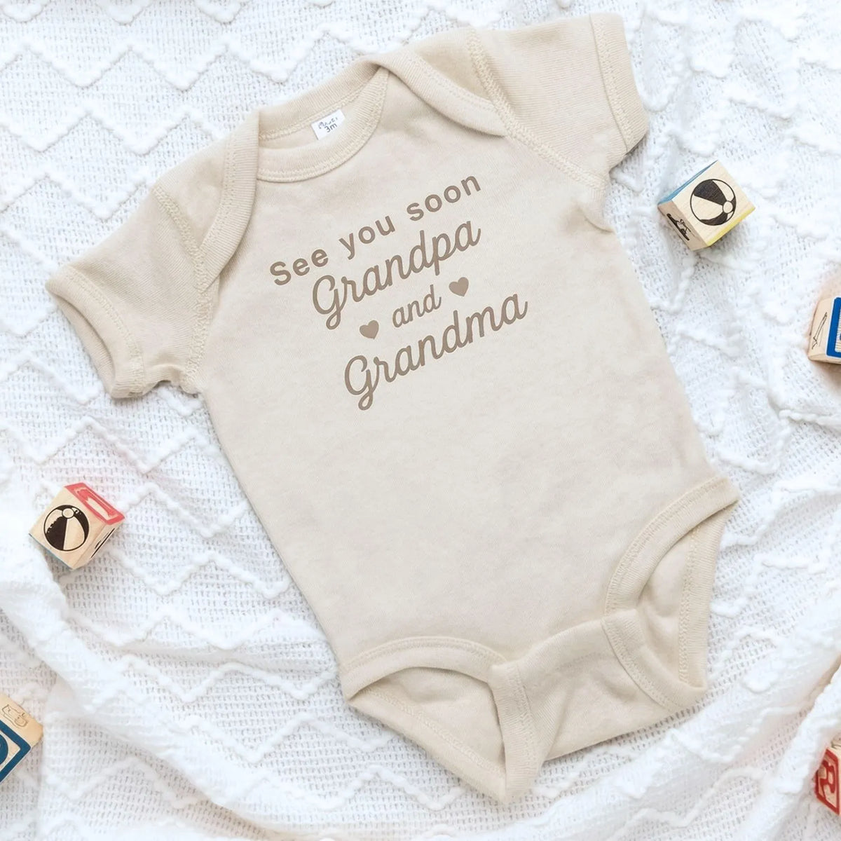 See You Soon Grandma and Grandpa embroidered baby onesie for pregnancy announcement newborn outfit