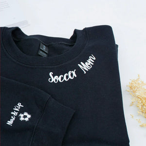 Embroidered Soccer Mom Sweatshirt - Game Day Crewneck with Personalized Kids' Names