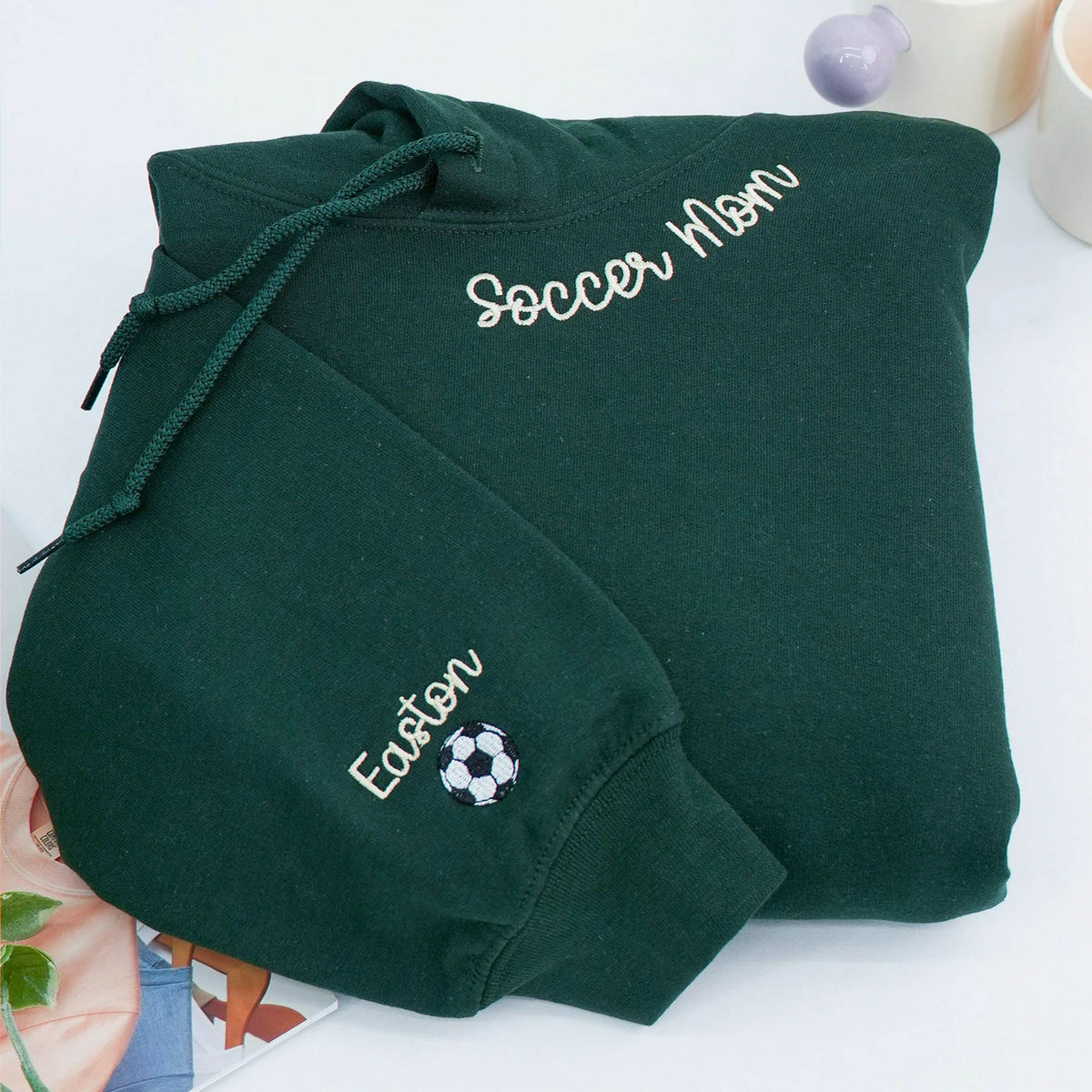 Embroidered Soccer Mom Sweatshirt - Game Day Crewneck with Personalized Kids' Names