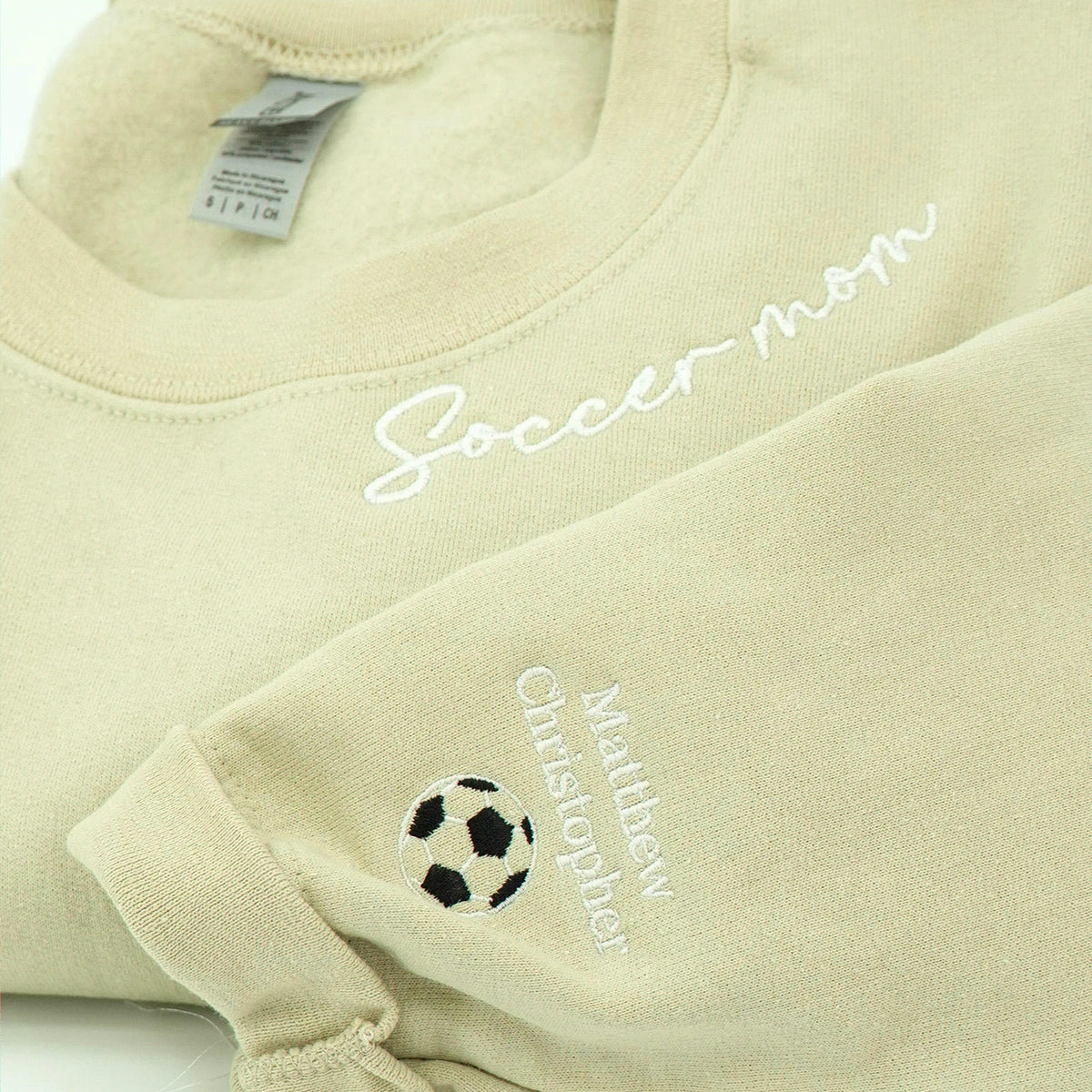 Embroidered Soccer Mom Sweatshirt - Game Day Crewneck with Personalized Kids' Names