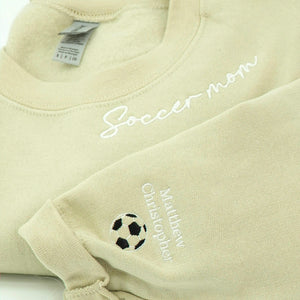 Embroidered Soccer Mom Sweatshirt - Game Day Crewneck with Personalized Kids' Names