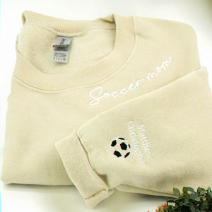 Embroidered Soccer Mom Sweatshirt - Game Day Crewneck with Personalized Kids' Names