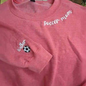 Embroidered Soccer Mom Sweatshirt - Game Day Crewneck with Personalized Kids' Names
