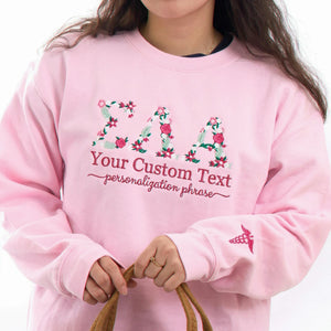 Custom Floral Letter Embroidered Sweatshirt for Sorority Sisters & Seniors