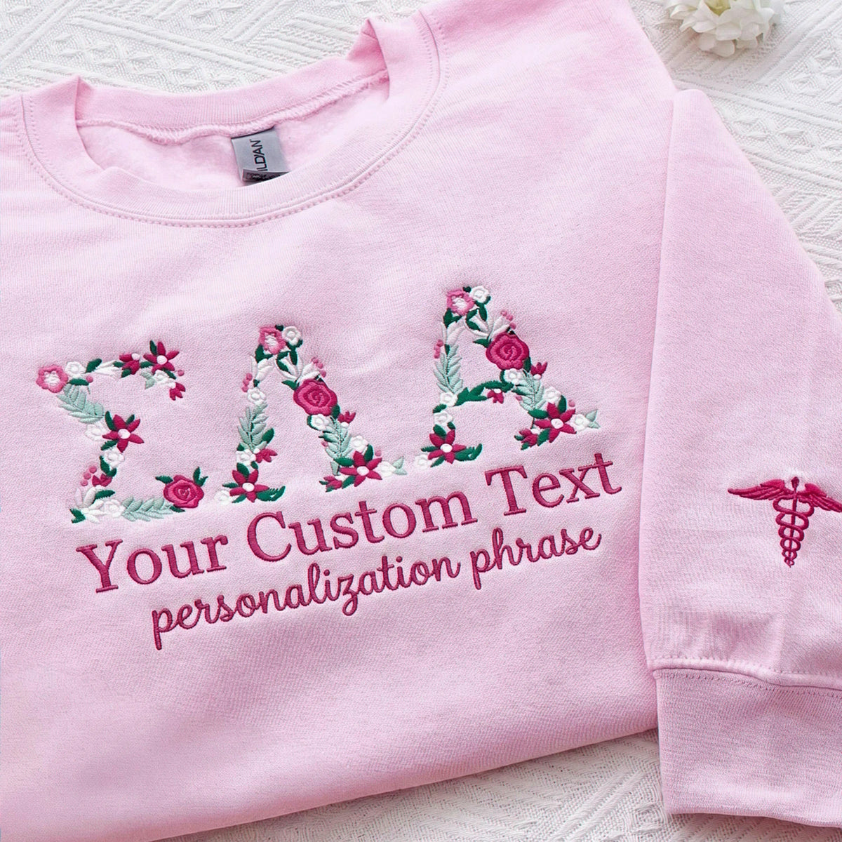 Custom Floral Letter Embroidered Sweatshirt for Sorority Sisters & Seniors