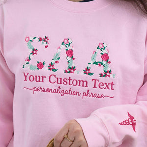 Custom Floral Letter Embroidered Sweatshirt for Sorority Sisters & Seniors
