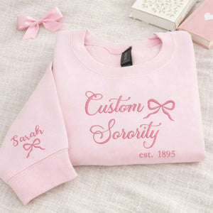 Embroidered College Coquette Style Sweatshirt - Personalized Est, Sorority Rush Gifts