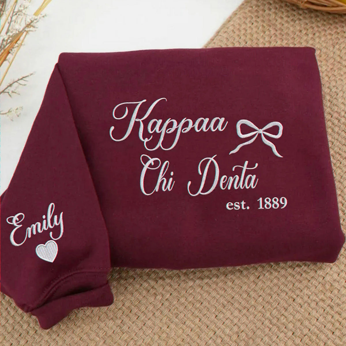 Embroidered College Coquette Style Sweatshirt - Personalized Est, Sorority Rush Gifts