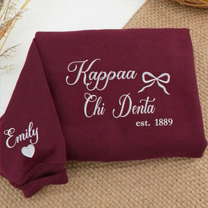 Embroidered College Coquette Style Sweatshirt - Personalized Est, Sorority Rush Gifts