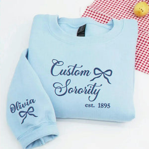 Embroidered College Coquette Style Sweatshirt - Personalized Est, Sorority Rush Gifts