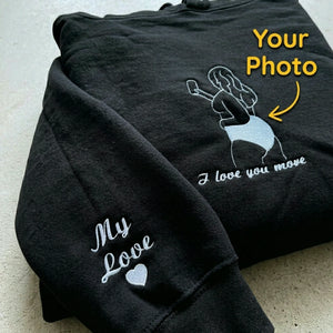 Custom Girlfriend Portrait Photo Sweatshirt - Embroidered Gift for Him - Birthday & Valentine's Day