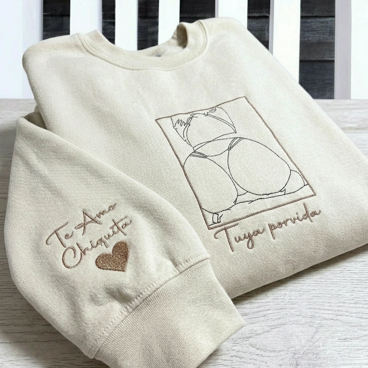 Custom Spicy Photo Hoodie - Embroidered Portrait Crewneck for Boyfriend, Husband