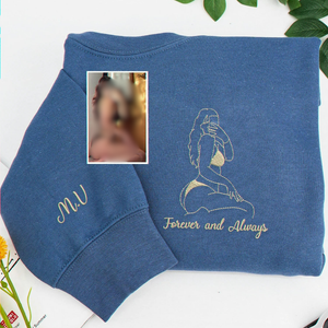 Custom Spicy Photo Hoodie - Embroidered Portrait Crewneck for Boyfriend, Husband