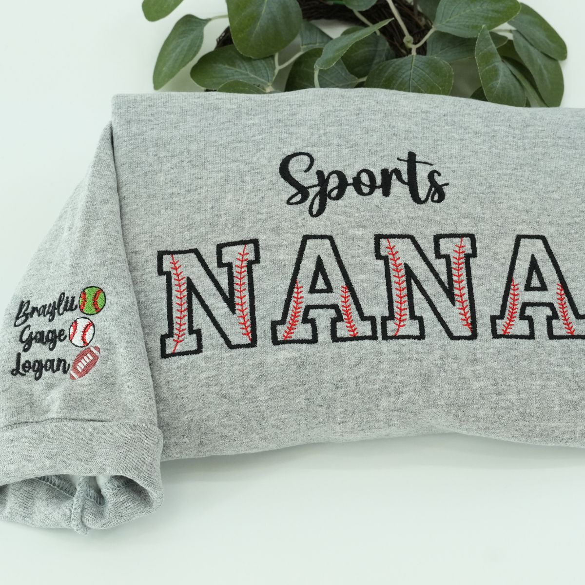 Baseball Nana Sweatshirt, Custom Embroidered Gifts for Sport Nana