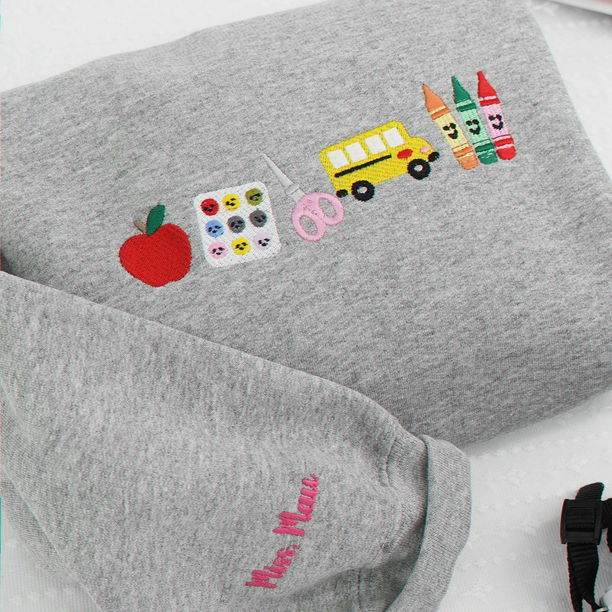Apple Teacher Embroidered Sweatshirt, Back to School Classroom Gift for Teachers