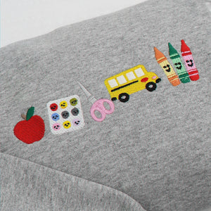 Apple Teacher Embroidered Sweatshirt, Back to School Classroom Gift for Teachers