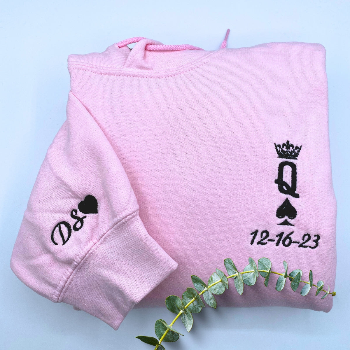 King Queen Hoodie or Sweatshirt, Custom Embroidered Gift for Couples