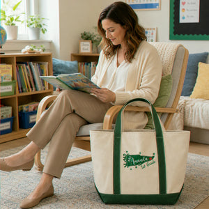 Personalized Teacher Flag Tote Bag with Embroidered Name and Grade
