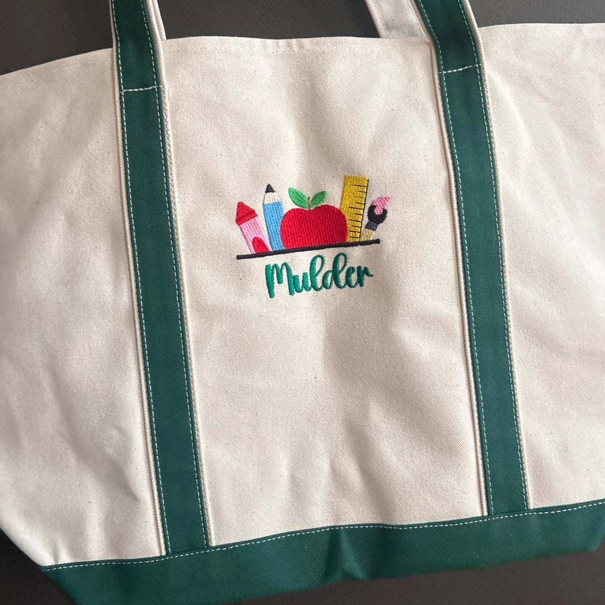 Custom Embroidered Teacher Tote Bag, Personalized Teacher Appreciation, Back to School Gift