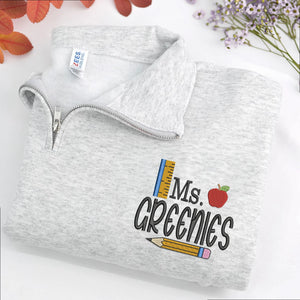 Personalized Daycare Gift for Your Daughter’s Favorite Teacher - Custom Name & Title Embroidered Quarter Zip Pullover