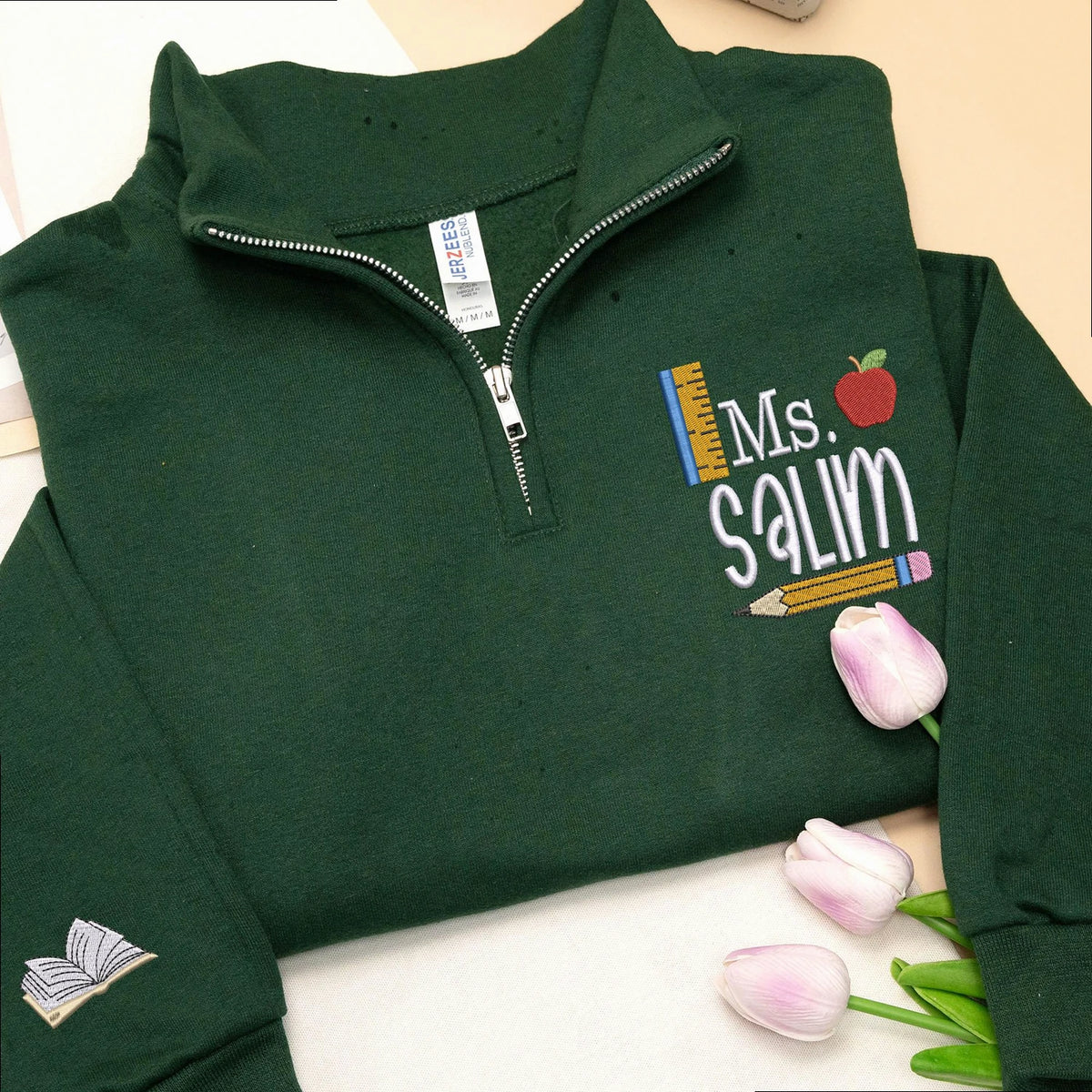 Personalized Daycare Gift for Your Daughter’s Favorite Teacher - Custom Name & Title Embroidered Quarter Zip Pullover