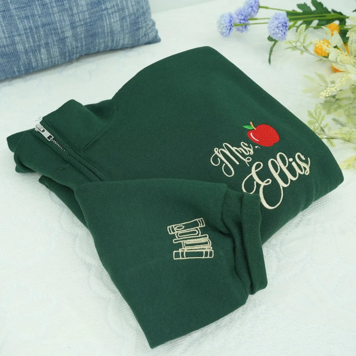 Teacher Quarter Zip Sweatshirt, Custom Embroidered Gift Idea with Name & Icon Crewneck, Hoodie