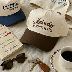 Custom Social Team Club Snapback Hats, Embroidered Text Logo Vintage Trucker Caps, Custom Group Merch
