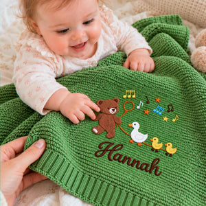 Custom Teddy Bear Baby Blanket, Embroidered Duck Baby Gift, Baby Shower Gifts For Girls