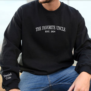 Custom Embroidered Favorite Uncle Sweatshirt, Personalized Gift for Uncle Father's Day Birthday Gift Idea