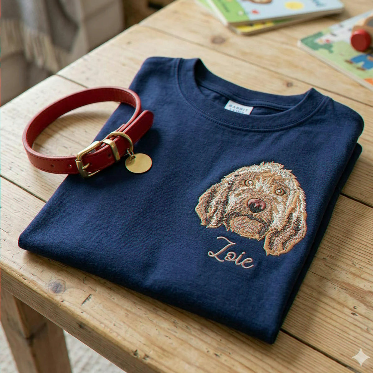 Custom Dog Portrait T-Shirt for Birthday Toddler, Embroidered Pet Photo Tee & Name, Gift for Boy or Girl