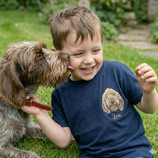 Custom Dog Embroidered Toddler Dog Portrait from Photo T-Shirt, Gift for Baby