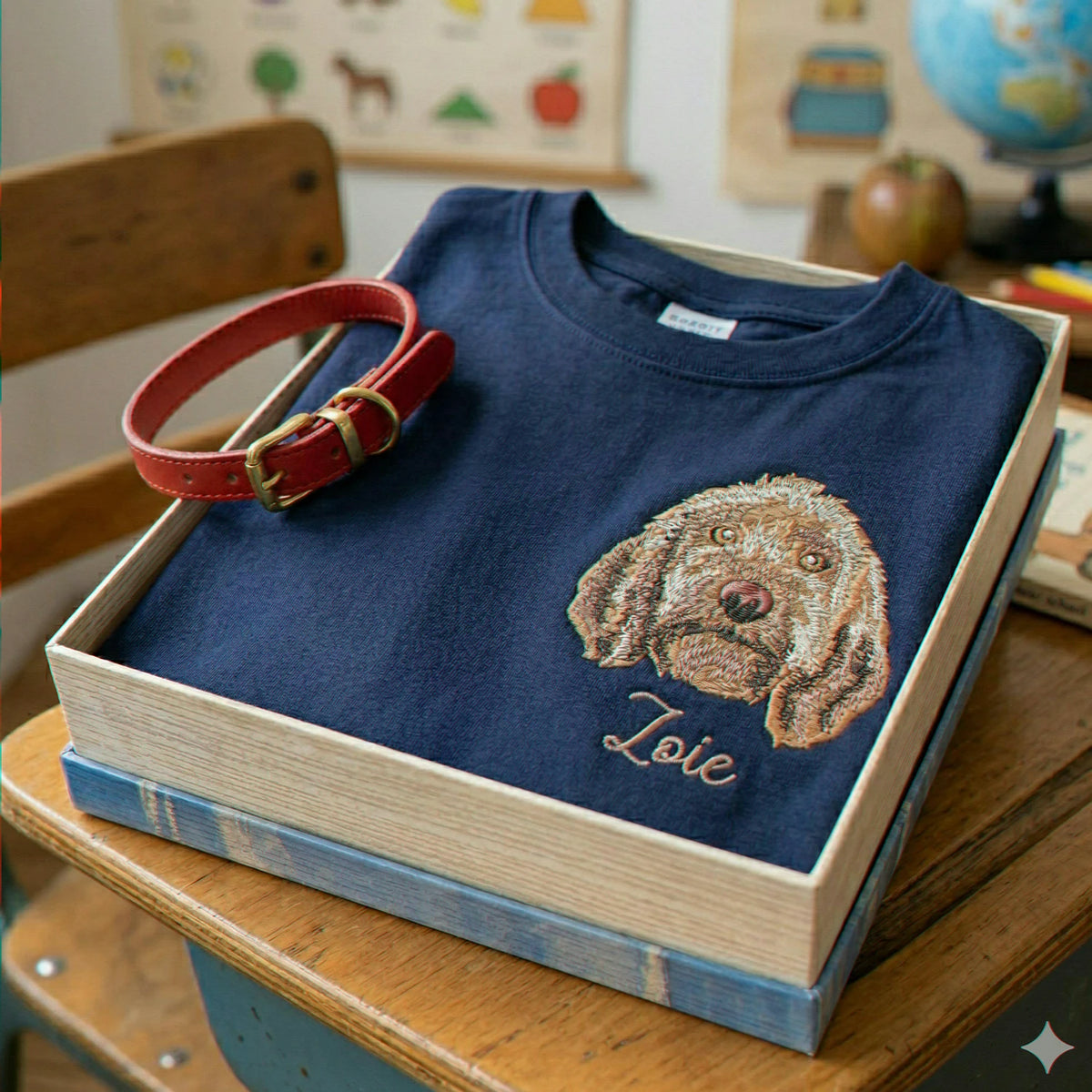 Custom Dog Portrait T-Shirt for Birthday Toddler, Embroidered Pet Photo Tee & Name, Gift for Boy or Girl